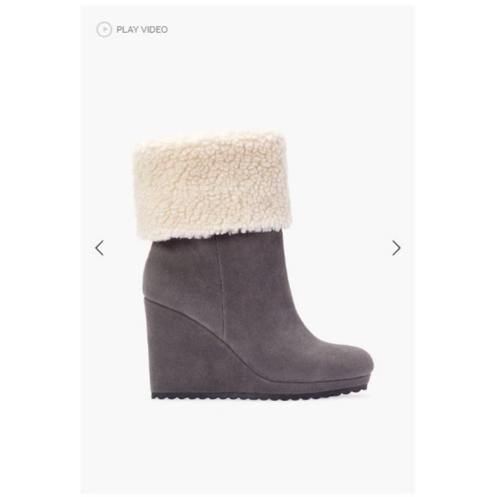 Just Fab Cameron Sherpa Wedge Bootie NIB Size 7